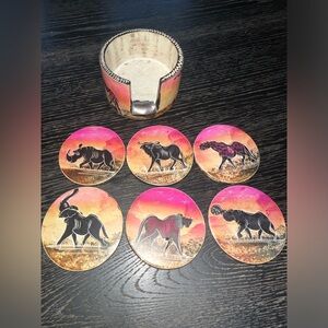 Handmade Handpainted African Coaster Set